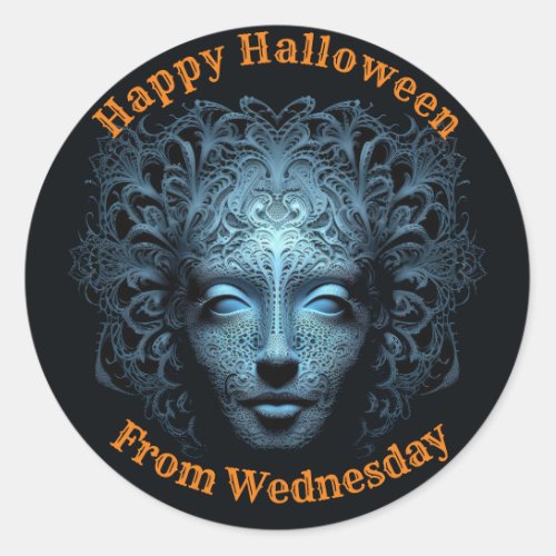 Halloween Spooky Fractal Portrait Classic Round Sticker