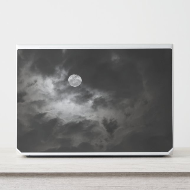 Halloween Spooky Full Moon and Eerie White Clouds HP Laptop Skin (Front)