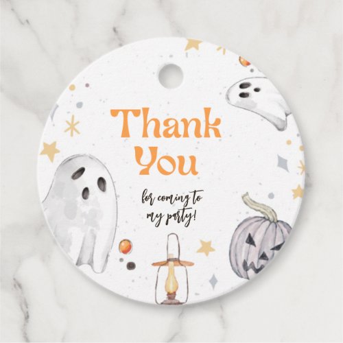 Halloween Spooky Ghost Birthday Circle Thank You Favor Tags