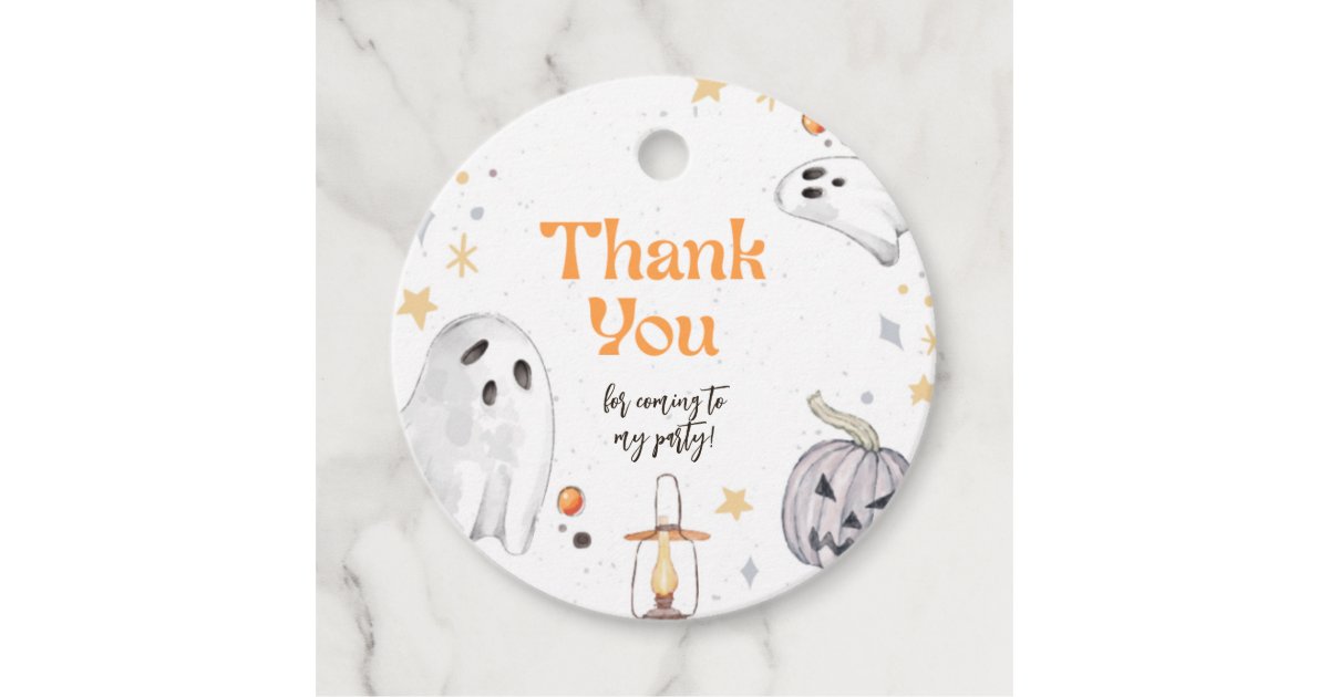 Halloween Spooky Ghost Birthday Circle Thank You Favor Tags | Zazzle