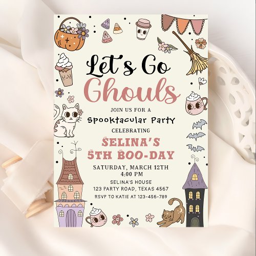 Halloween Spooky Ghost Birthday Lets Go Ghoul Invitation