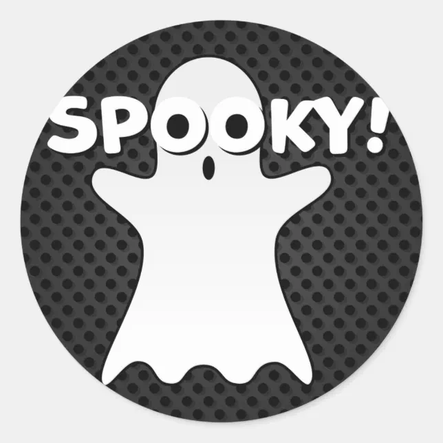 Halloween Spooky Ghost Black Classic Round Sticker | Zazzle