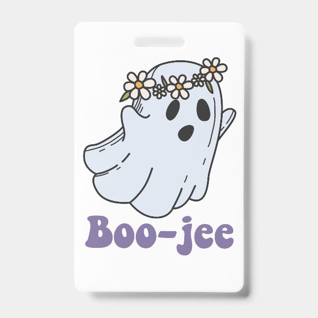 Halloween Spooky Ghost Boo Jee Boo  Badge (Front)