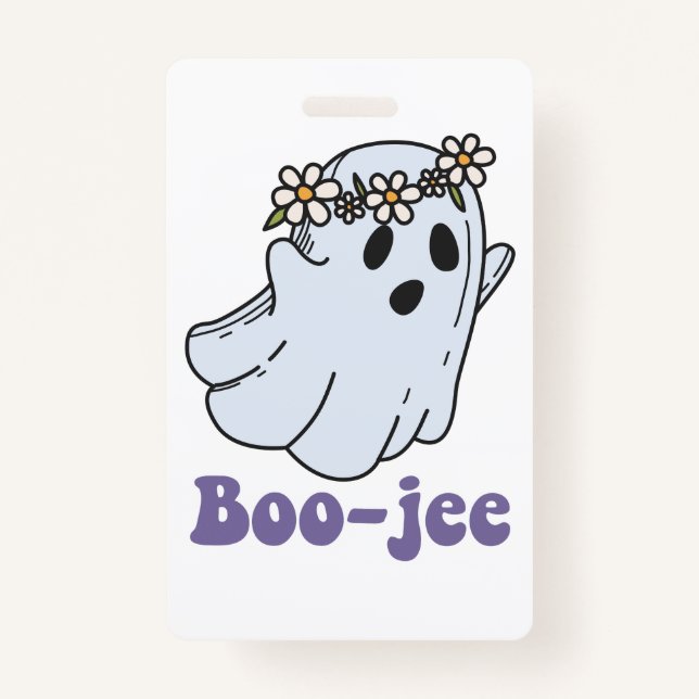 Halloween Spooky Ghost Boo Jee Boo  Badge (Front)