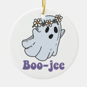 Halloween Spooky Ghost Boo Jee Boo  Ceramic Ornament
