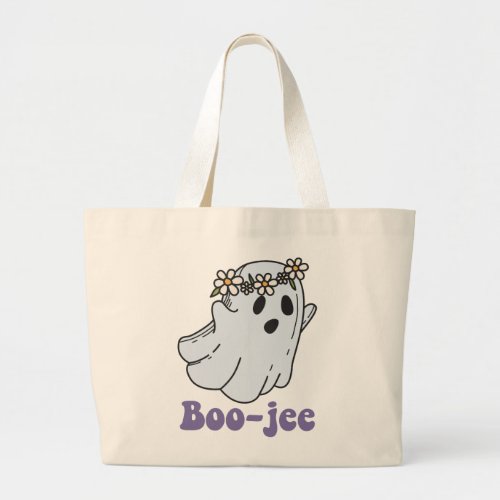 Halloween Spooky Ghost Boo Jee Boo  Large Tote Bag