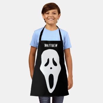 Halloween Spooky Ghost Face For Kids Apron by UrHomeNeeds at Zazzle