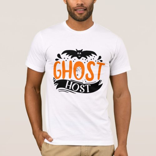 Halloween Spooky Ghost Host Orange Black T_Shirt