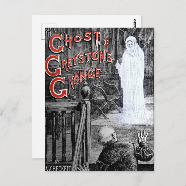 HALLOWEEN SPOOKY GHOST OF GREYSTONE MANSION POSTCARD (Front/Back)