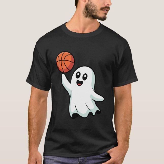 Halloween Spooky Ghost Playing Basketball for Todd T-Shirt (Front)