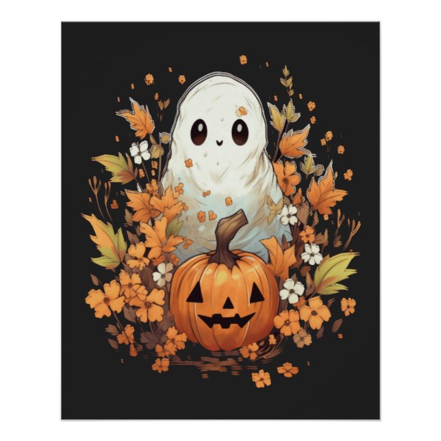 Halloween Spooky Ghost Pumpkin Poster (Front)