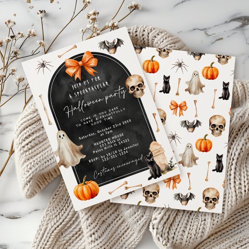 Halloween spooky ghost pumpkin skull party invitation