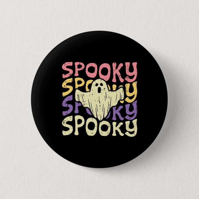 Halloween Spooky Ghost Retro Groovy Costume Women  Button (Front)