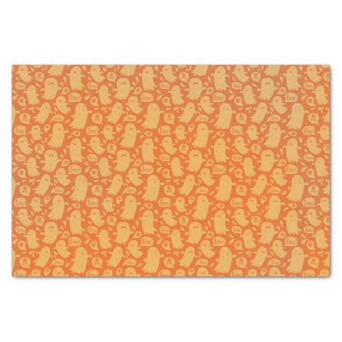 Halloween Spooky Ghosts Boo Orange Background Tissue Paper