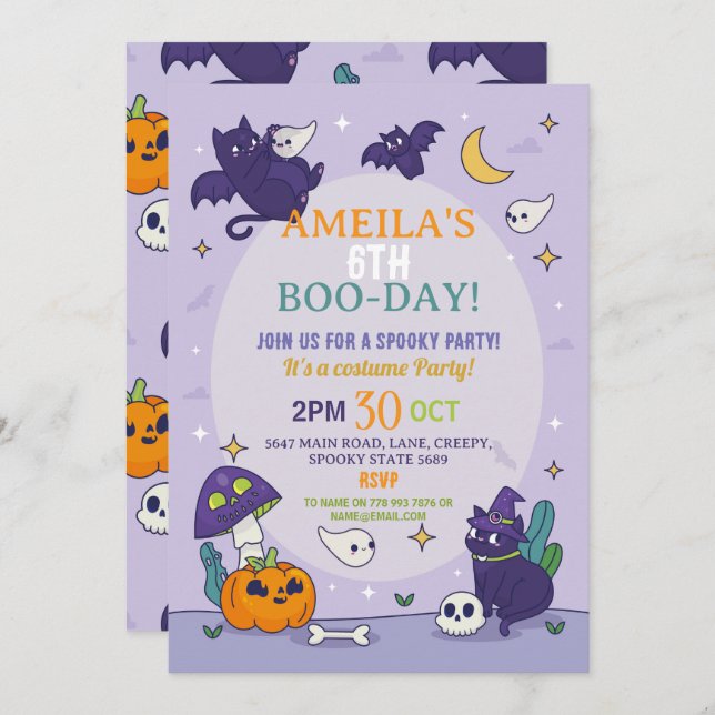 Halloween Spooky Ghosts Party Birthday Invite (Front/Back)
