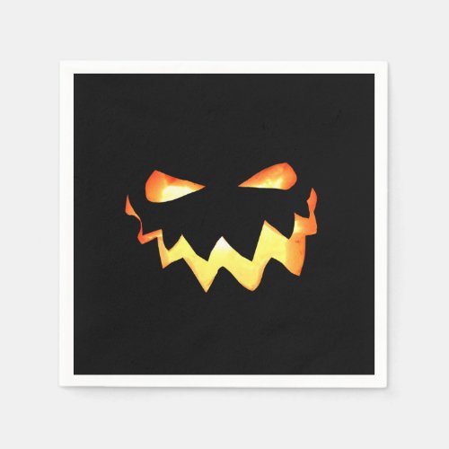 Halloween Spooky Glowing Pumpkin Face Black Napkins