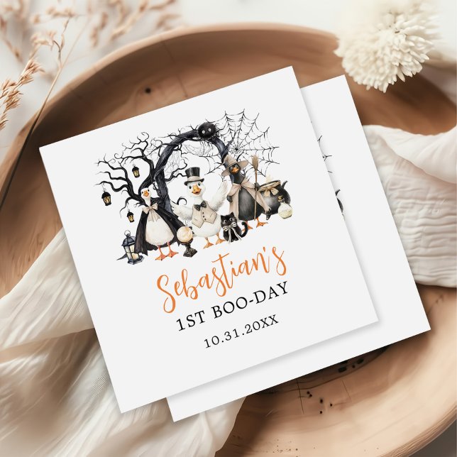 Halloween Spooky Goose 1st Birthday Party Napkins (Creator Uploaded)