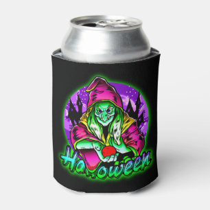 Halloween Spooky Green Witch Magic Hat Apple Can Cooler