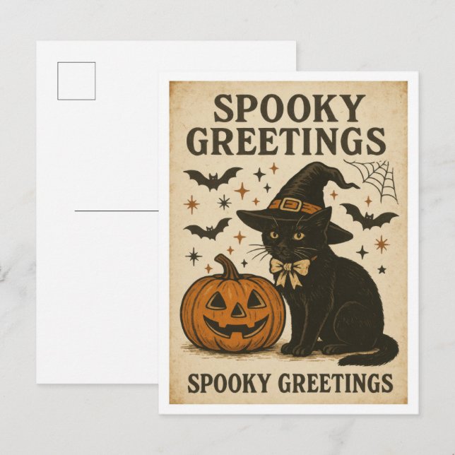 Halloween Spooky Greetings Postcard (Front/Back)