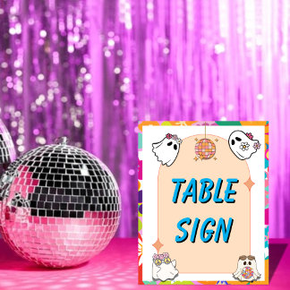 Halloween Spooky Groovy Party Table Signs