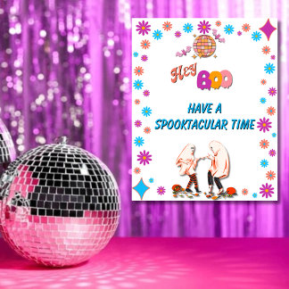 Halloween Spooky Groovy Party Welcome Poster