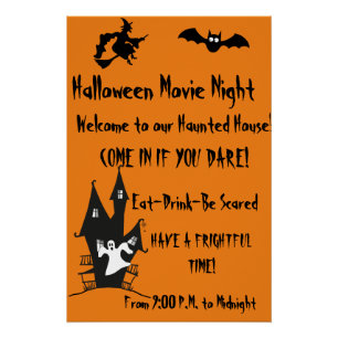 Halloween Spooky Haunted House Movie Night Poster