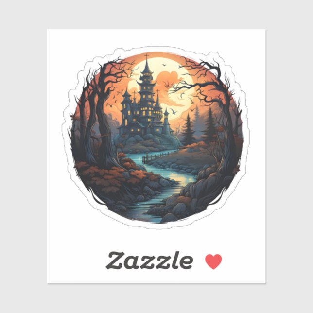 Halloween Spooky Haunted House  Sticker (Sheet)