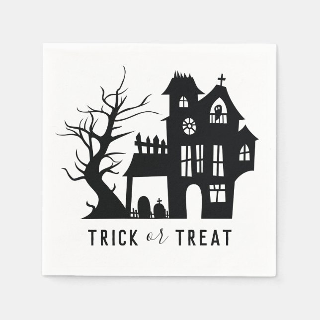 Halloween spooky haunted house. Trick or treat Napkins (Front)