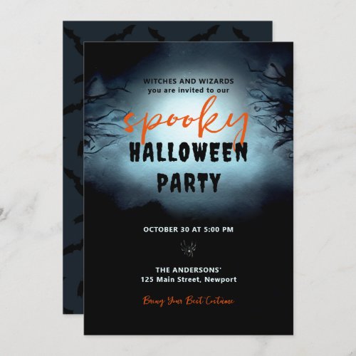 Halloween Spooky Home Party Dark Night Forest  Invitation