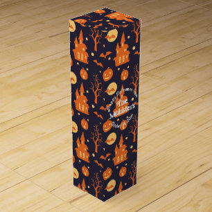 Halloween Spooky House Bats Trees Pumpkin Festive Wine Box