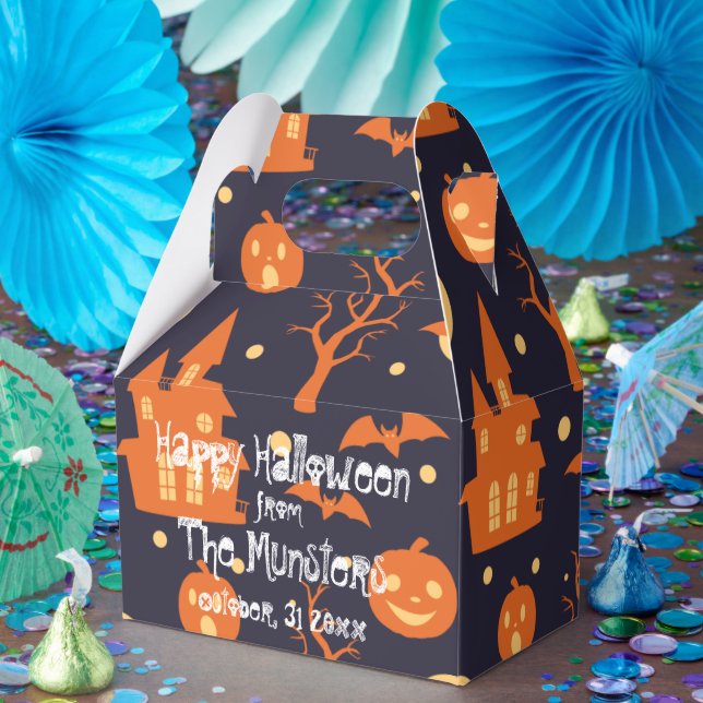 Halloween Spooky House Bats Trees Pumpkin Party Favor Boxes (Party)