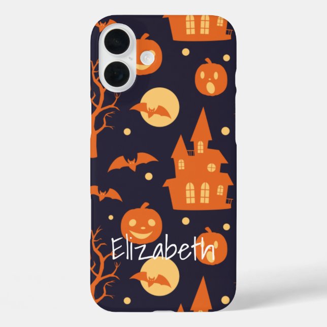 Halloween Spooky House Bats Trees Pumpkin Pattern Case-Mate iPhone Case (Back)