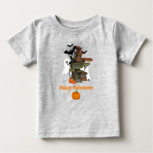 Halloween Spooky House Ghost and Pumpkins Baby  T-Shirt