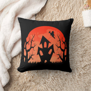 Halloween Spooky House Throw Pillow
