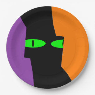 Halloween Spooky Kooky Black Cat Eyes Paper Plates
