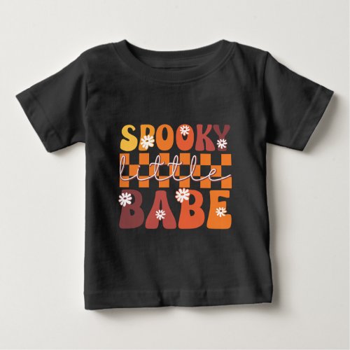 Halloween Spooky Little Babe Retro Groovy Funny Baby T_Shirt