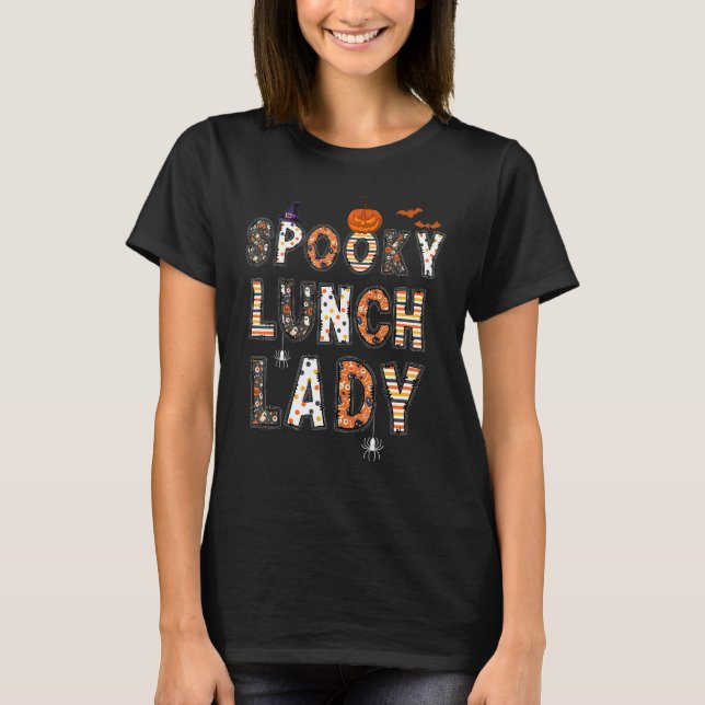 Halloween Spooky Lunch Lady Costume Matching Famil T-Shirt (Front)
