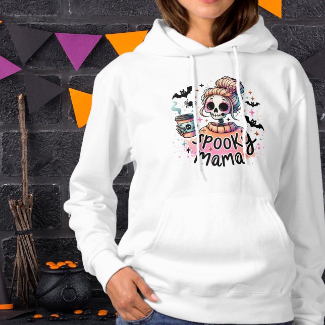 Halloween Spooky Mama Coffee Skeleton Chic Hoodie (Creator Uploaded)