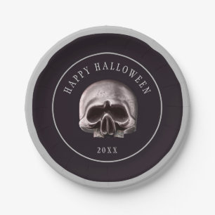 Halloween Spooky Metal Skull Custom Paper Plates