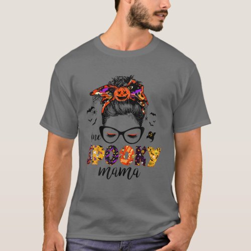 Halloween Spooky Mom Messy Bun Costume Hocus Pocus T_Shirt