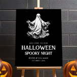 Halloween spooky night party sign with ghost<br><div class="desc">Spooky welcome sign for a Halloween party with a black and white ghost. 
Please check the matching collection for COORDINATING ITEMS.
Original artworks by PUPSIKU STUDIO. 100% unique products.</div>