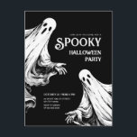 Halloween spooky night party with two ghosts holiday postcard<br><div class="desc">Spooky invitation for a Halloween party with black and white ghosts. 
Please check the matching collection for COORDINATING ITEMS.
Original artworks by PUPSIKU STUDIO. 100% unique products.</div>