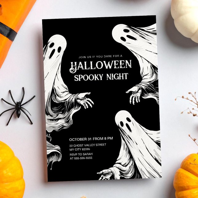 Halloween spooky night party with two ghosts invitation (Creator Uploaded)
