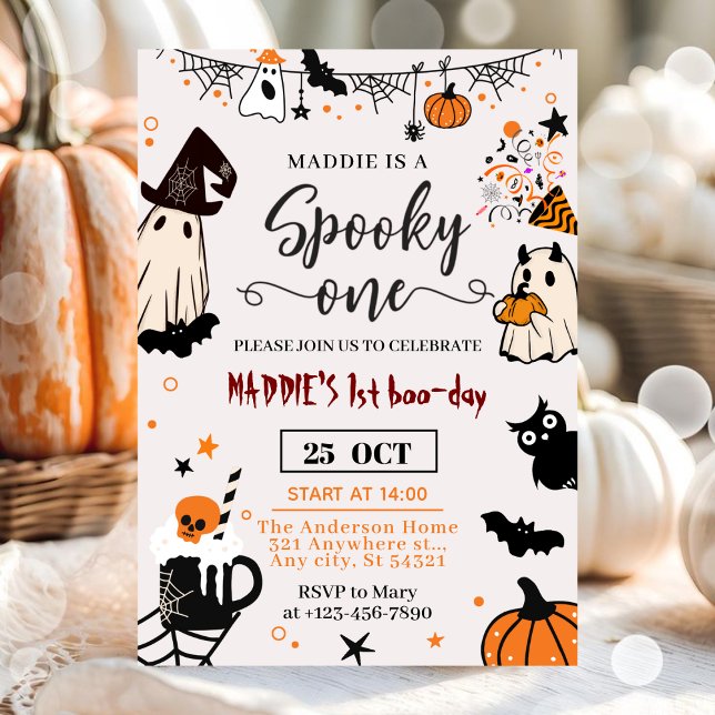 Halloween “Spooky One” 1st Birthday Invitation (Creator Uploaded)
