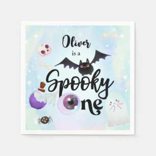 Halloween Spooky ONE 1ST Birthday pink Napkins