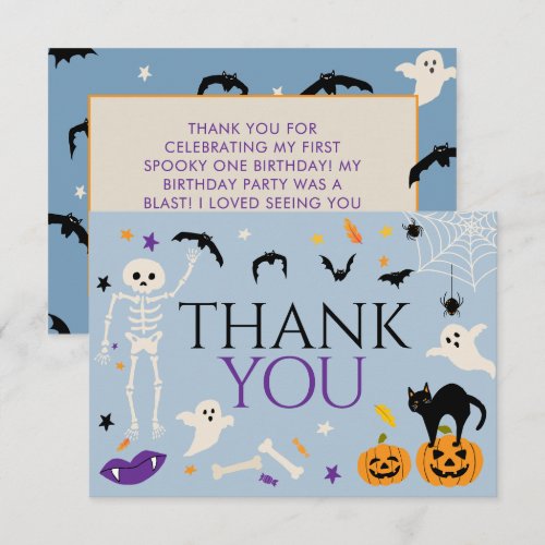 Halloween Spooky One 1st Birthday Thank You Card