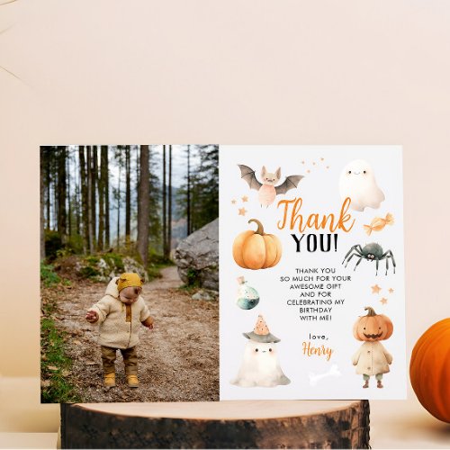 Halloween Spooky One Birthday Flat Thank You Card