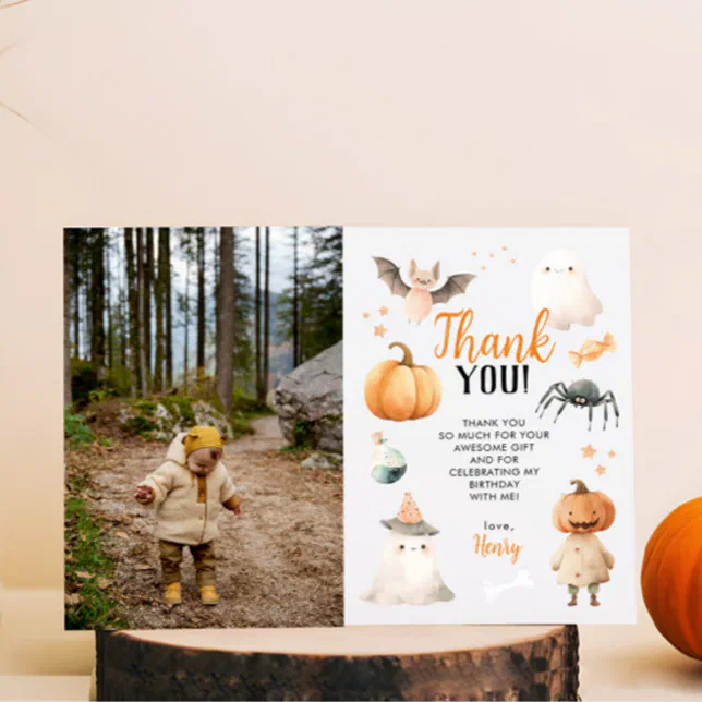 Halloween Spooky One Birthday Flat Thank You Card | Zazzle