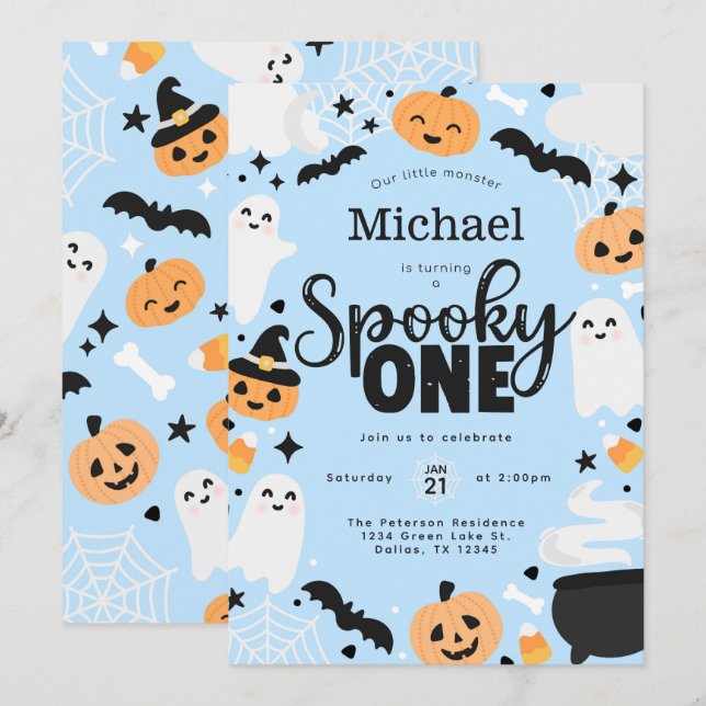 Halloween Spooky One Birthday Party Invitation (Front/Back)