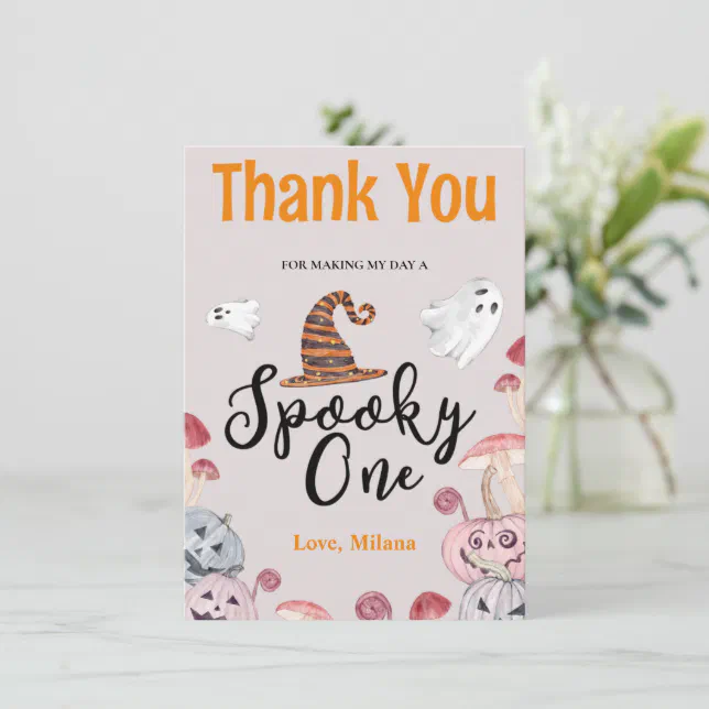 Halloween Spooky One Birthday Thank You Card | Zazzle